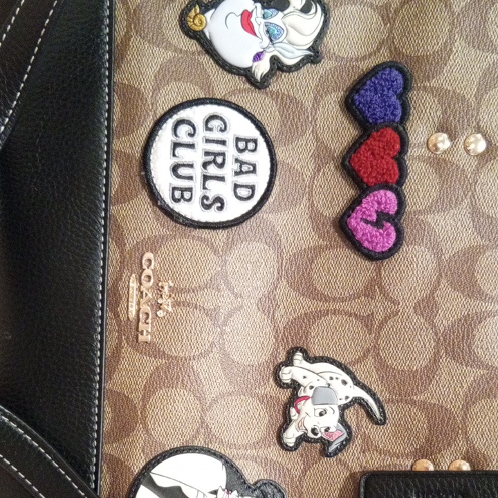 Coach Brown And Black Tote With Patches